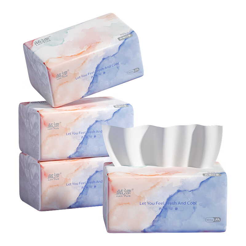 蓝漂（Lam pure） 4层 卫生纸巾抽纸 76抽/包 4包/提 （单位：提）