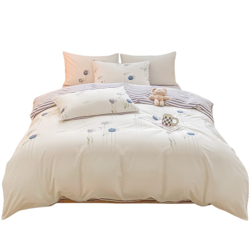 怡莲（yealotus） YL-JT2302 纯棉四件套 被套200*230CM/床单230*250CM/枕套48*74CM*2 （单位：套） 蒲公英