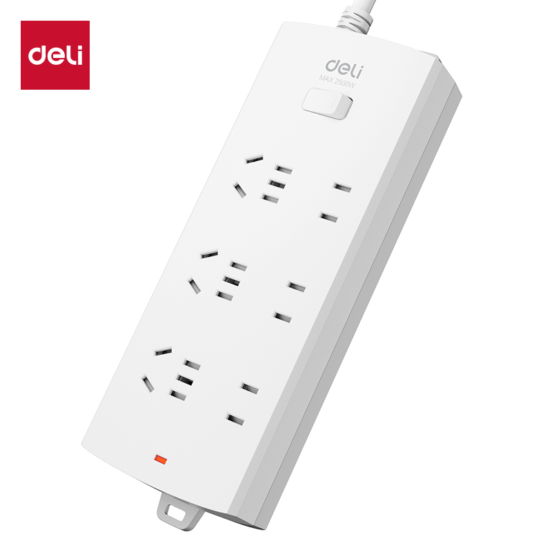 得力（deli） 3994S 接线板 6位 3米 （单位：个） 白色