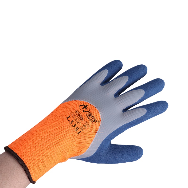 星宇（XINGYU） L3351 拉绒乳胶磨砂防寒防滑手套 M （单位：双） 灰蓝