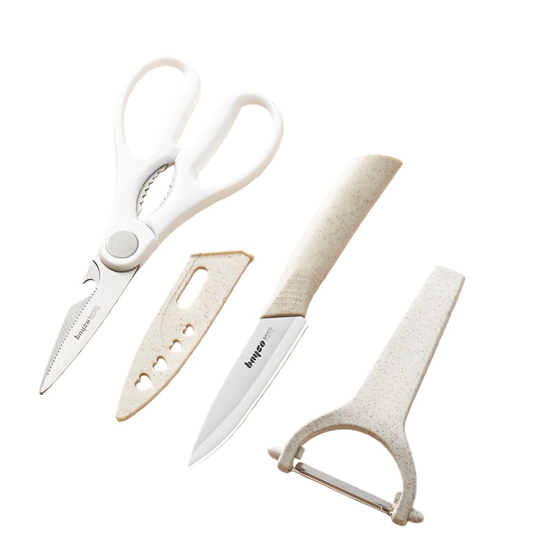 拜格（BAYCO） BD31410 刀具瓜刨剪刀 三件套 （单位：套） 厨房剪+水果刀+削皮刀 米色柄