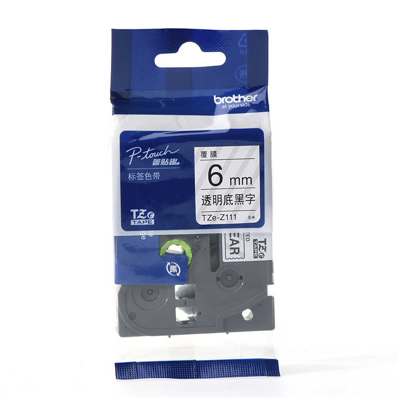 兄弟(brother) 标签色带 TZE-Z111 宽度6mm 透明底黑字