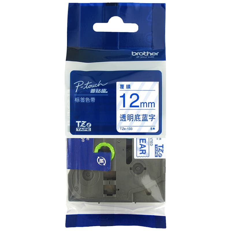 兄弟（brother） TZe-Z133 标签色带 12mm （单位：支） 透明底蓝字