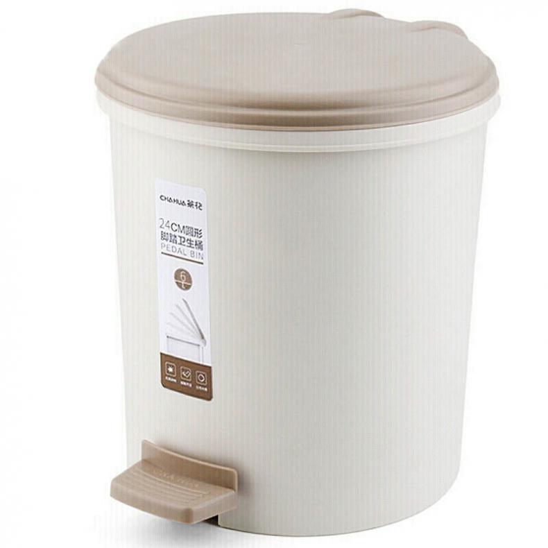 茶花（CHAHUA） 1502 圆型脚踏卫生桶 6L （单位：个） 棕彩