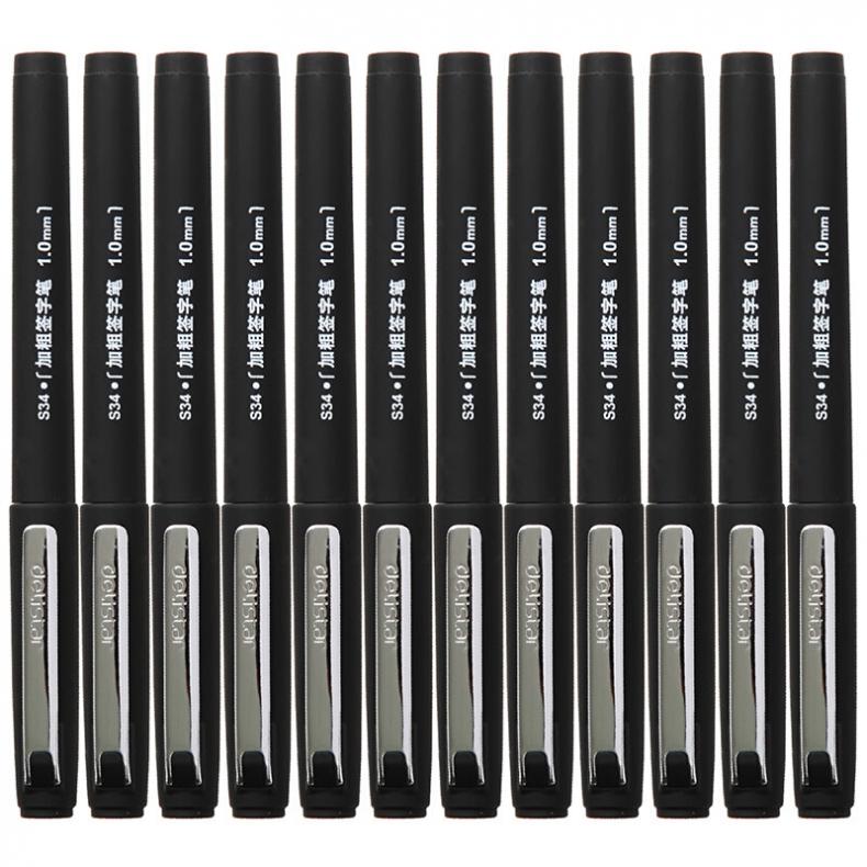 得力（deli） S34 中性笔 1.0mm  12支/盒（单位：盒） 黑色