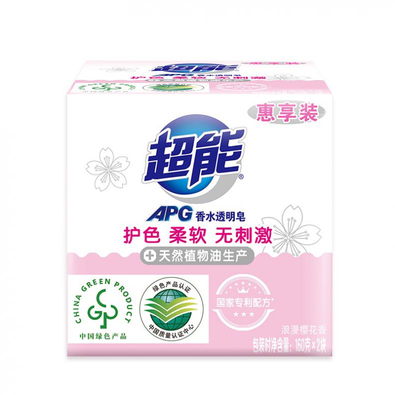 超能 浪漫樱花 APG香水透明皂 160g/块 2块/包 （单位：包） 新旧包装随机发货 