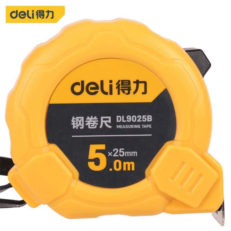 得力(deli) DL9025B 钢卷尺 5mx25mm（单位：把） 黄色
