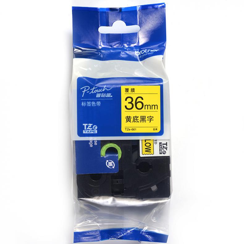 兄弟brother Tze-661 标签色带 36mm宽度（单位：卷） 黄底黑字