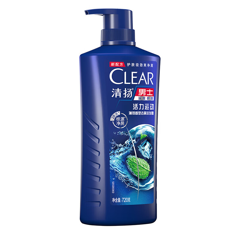 清扬（CLEAR） 活力运动薄荷型 男士去屑洗发水 720g（单位：瓶）