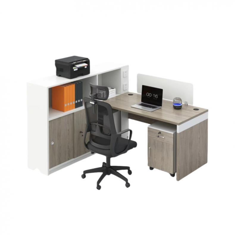  单人位 职工办公桌椅组合 电脑桌150*60*75cm+柜子140*30*110cm+椅子 （单位：套）  白色