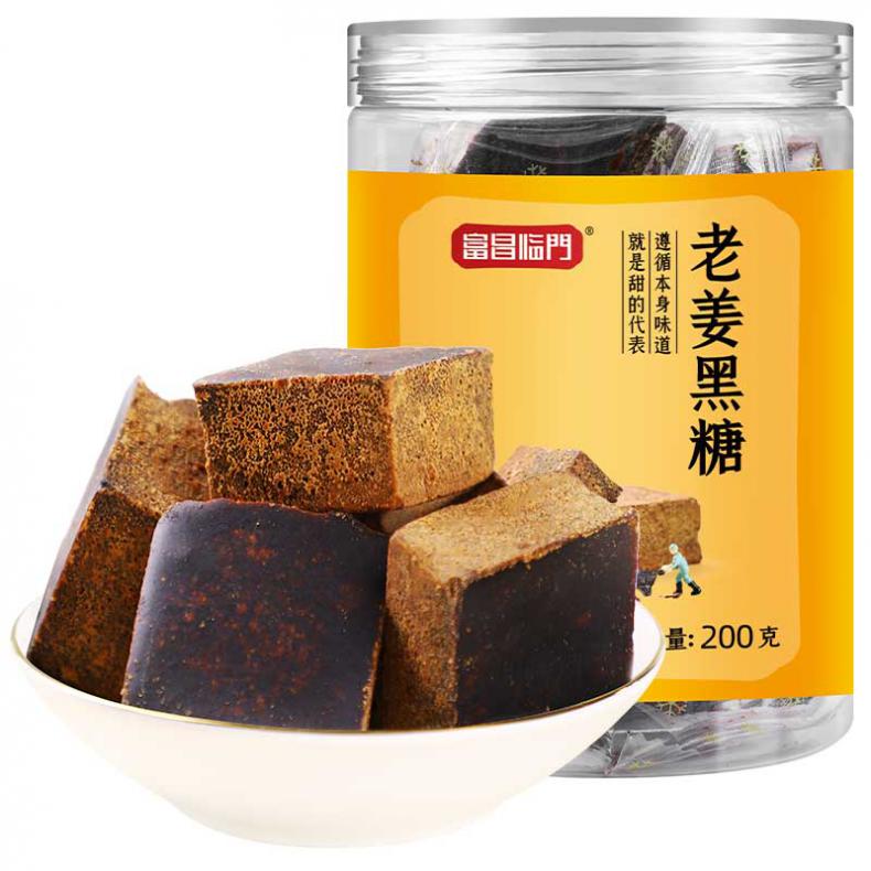 富昌 甘蔗制糖 老姜黑糖 200g （单位：罐） 新旧包装随机 