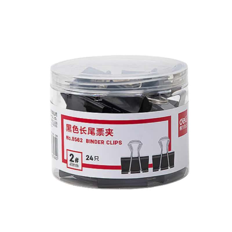  8562
 长尾夹 2# 41mm 24个/筒 （单位：筒）  黑色