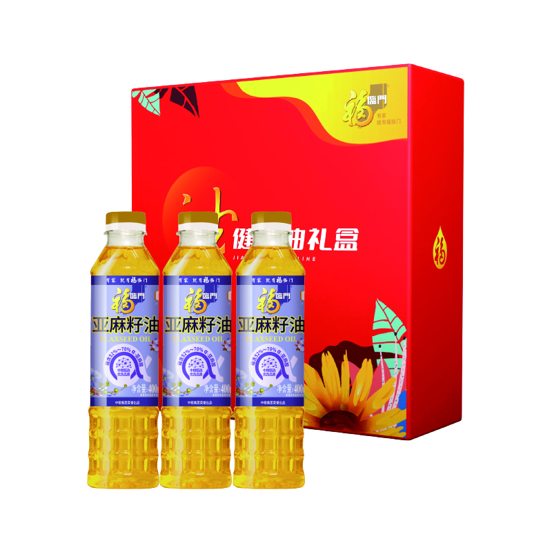 福临门 亚麻籽油 亚麻籽油礼盒 400ml/瓶 3瓶/盒 （单位：盒）  