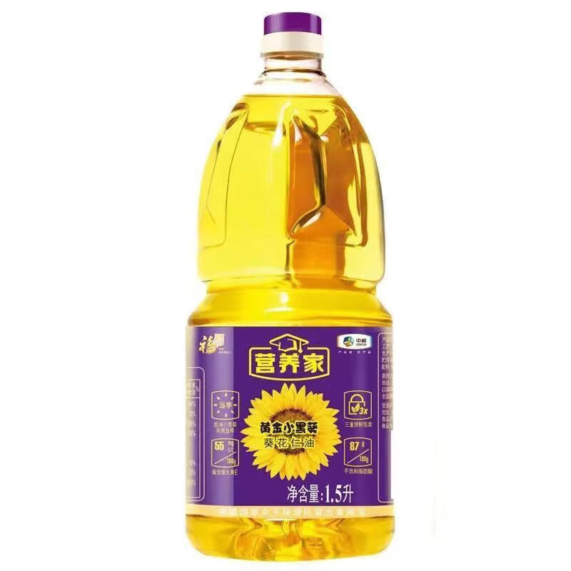 福临门 营养家 黄金小黑葵葵花仁油 1.5L （单位：桶）  