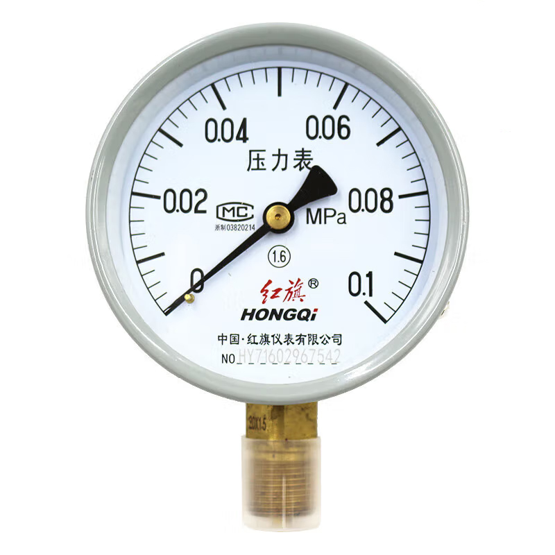 红旗 Y-100 压力表 0~0.1MPa （单位：个）  