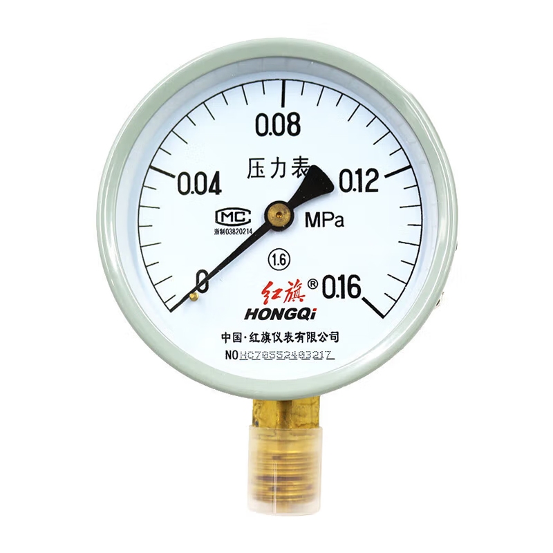 红旗 Y-100 压力表 0~0.16MPa （单位：个）  