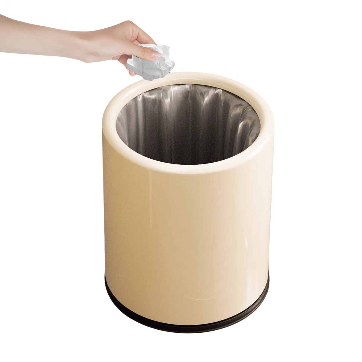 百露 无盖 垃圾桶 12L （单位：个）  奶油白