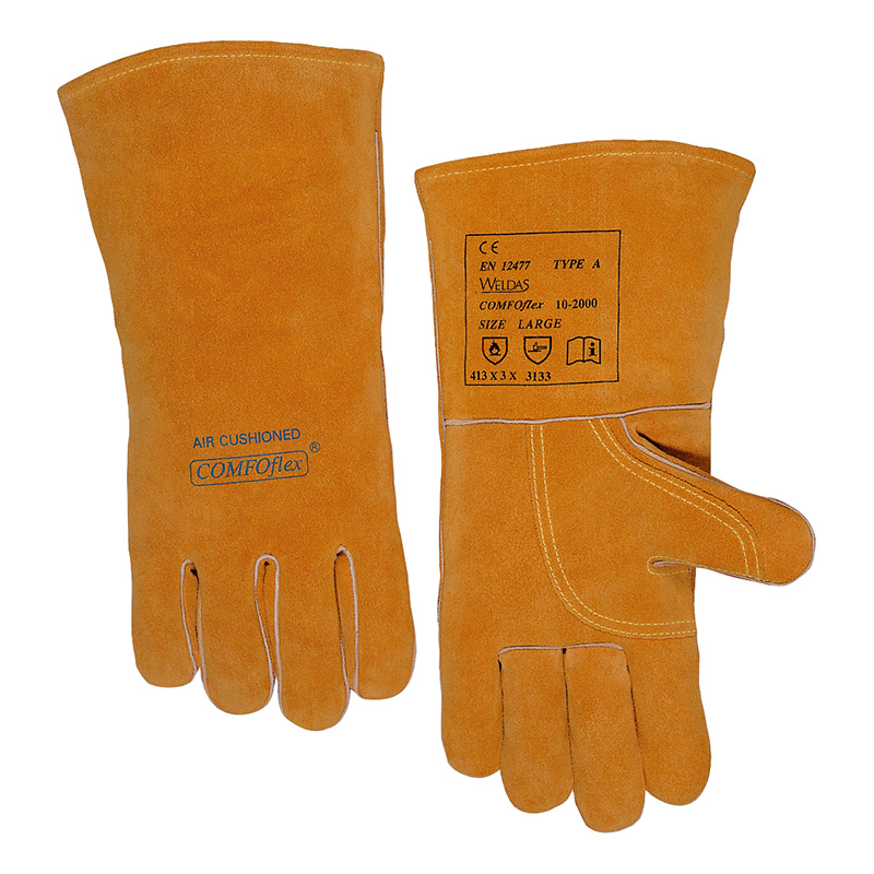 威特仕（WELDAS） 10-2000L 二层牛皮阻燃内里焊接手套 L 12副/组 （单位：组）  