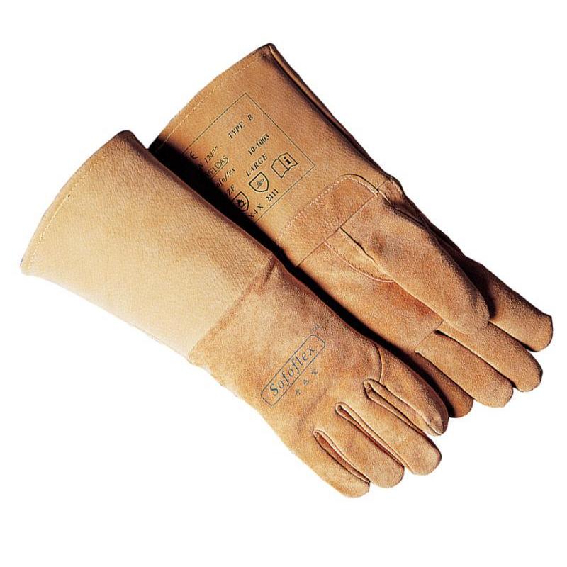 威特仕（WELDAS） 10-1003L 上等猪青皮长袖筒款焊接手套 L 12副/组 （单位：组）  