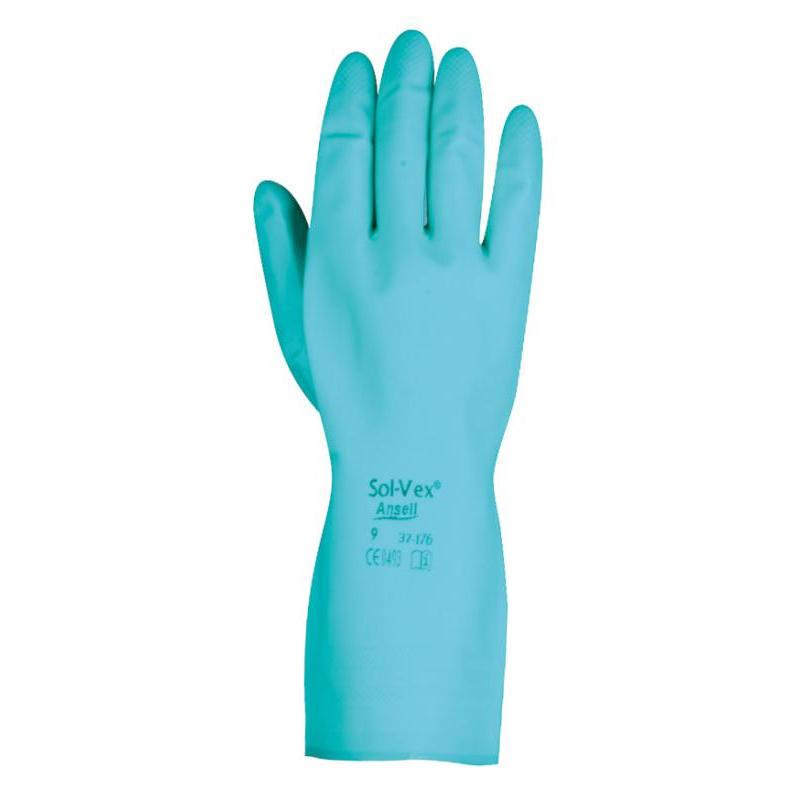 安思尔（Ansell） 37-176-10 亚洲版抗溶剂喷棉丁腈橡胶手套 0.38mm厚 33cm长 尺寸10 （单位：副）  
