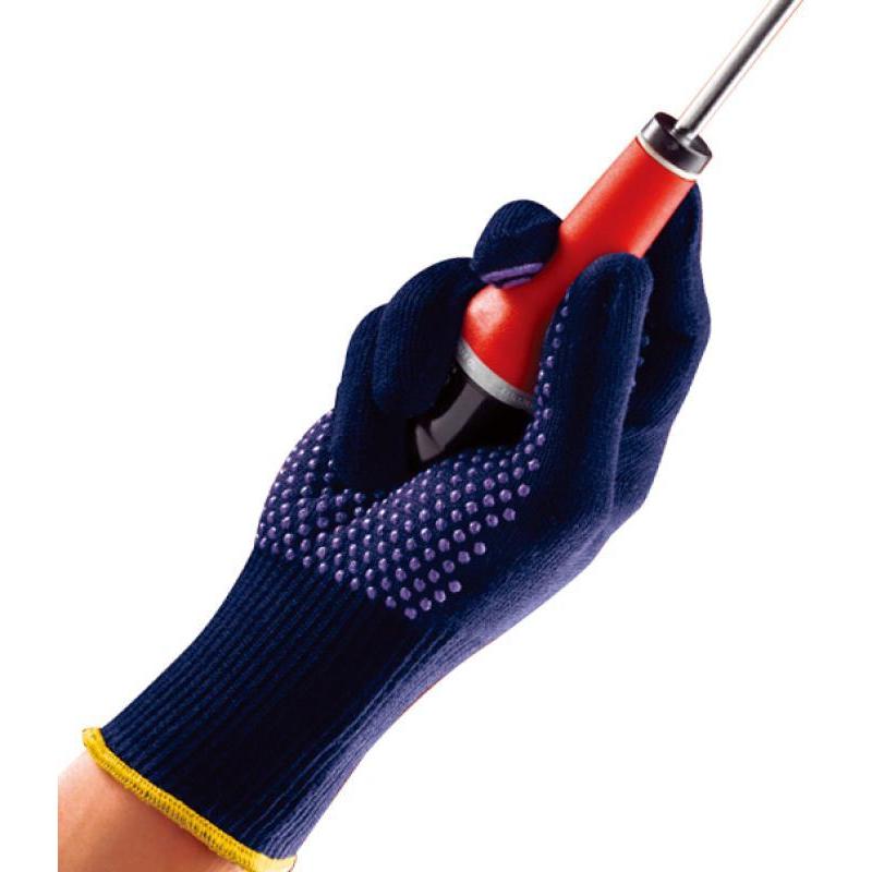 安思尔（Ansell） 76-501 涤纶PVC点塑手套 7 （单位：组）  深蓝色