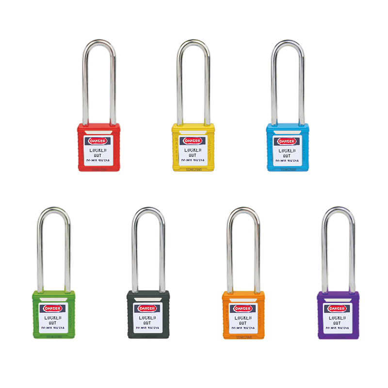 安赛瑞 14665 长梁工程塑料安全挂锁 &Phi;6mm 高76mm （单位：把） 钢制锁梁 黄色