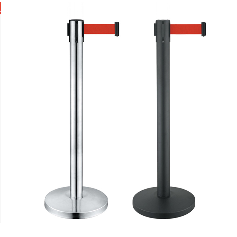 安赛瑞 14494 伸缩带隔离柱 带长2m 高910mm 立柱&Phi;63mm 底盘&Phi;320mm （单位：个）  不锈钢原色