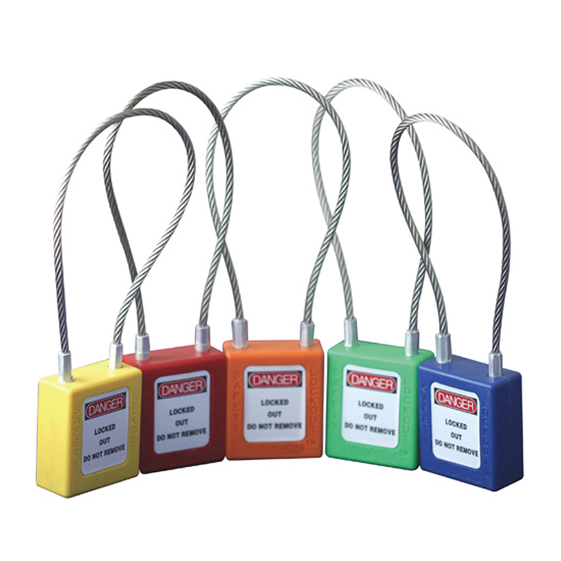 安赛瑞 14686 工程塑料锁体 钢缆线安全挂锁 &Phi;3.2mm*150mm （单位：把）  黄色