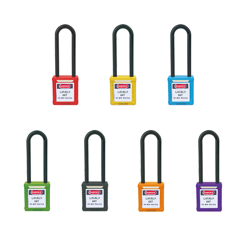 安赛瑞 14682 工程塑料锁体及锁梁 长梁绝缘安全挂锁 &Phi;6mm 高76mm （单位：把）  黑色