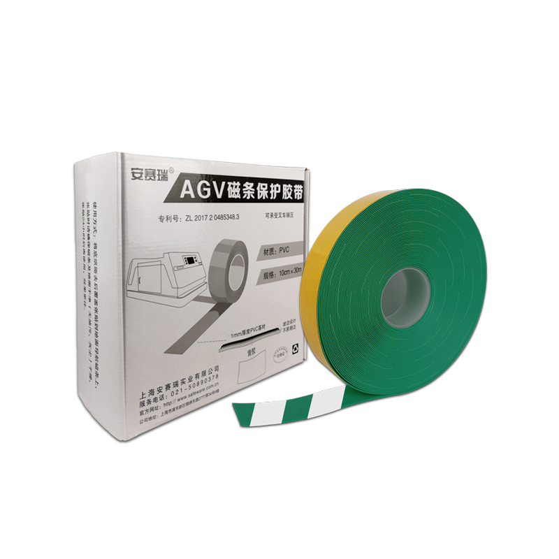 安赛瑞 12018 PVC基材AGV磁条保护胶带 10cm*30m （单位：卷）  绿白
