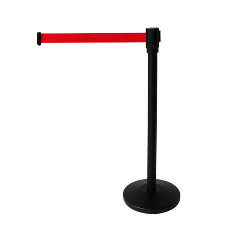 安赛瑞 14495 钢制伸缩带隔离柱 带长2m 高91cm 立柱Φ6.3cm 底盘Φ32cm （单位：根）  黑色