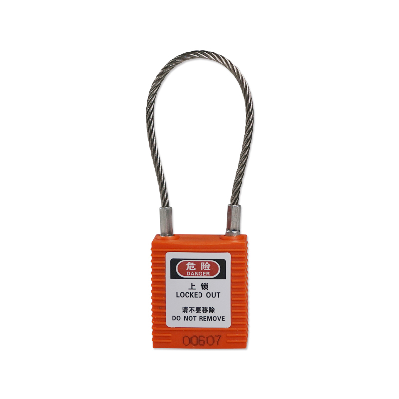 安赛瑞 14690 聚酯锁体钢缆线安全挂锁 &Phi;3.2*150mm （单位：把） 标配2把钥匙 橙色