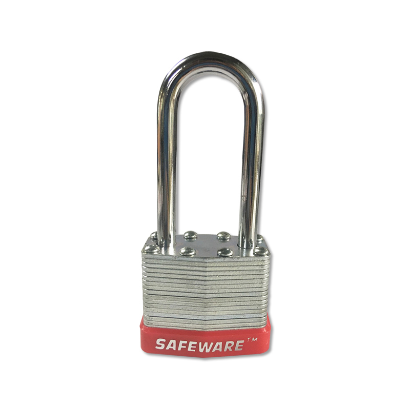 安赛瑞 14712 长梁钢制千层安全挂锁 &Phi;6*52mm （单位：把） 标配2把钥匙 红色