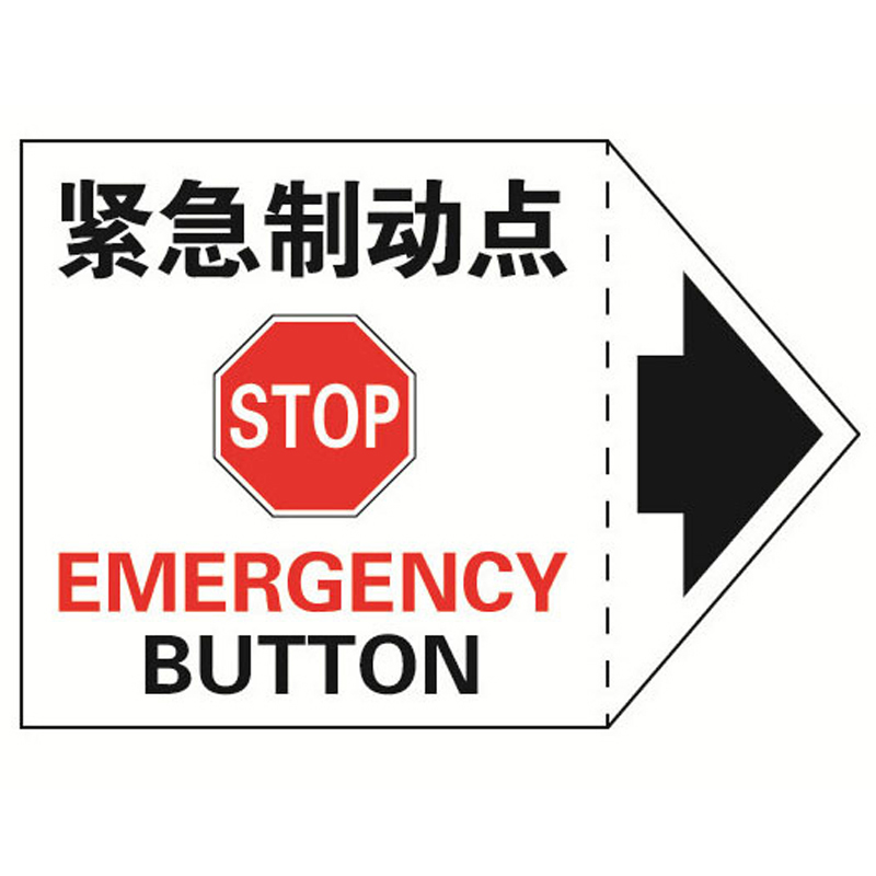 安赛瑞 32976 不干胶OSHA安全警示标签 紧急制动点 127*89mm 10片/包 （单位：包）  