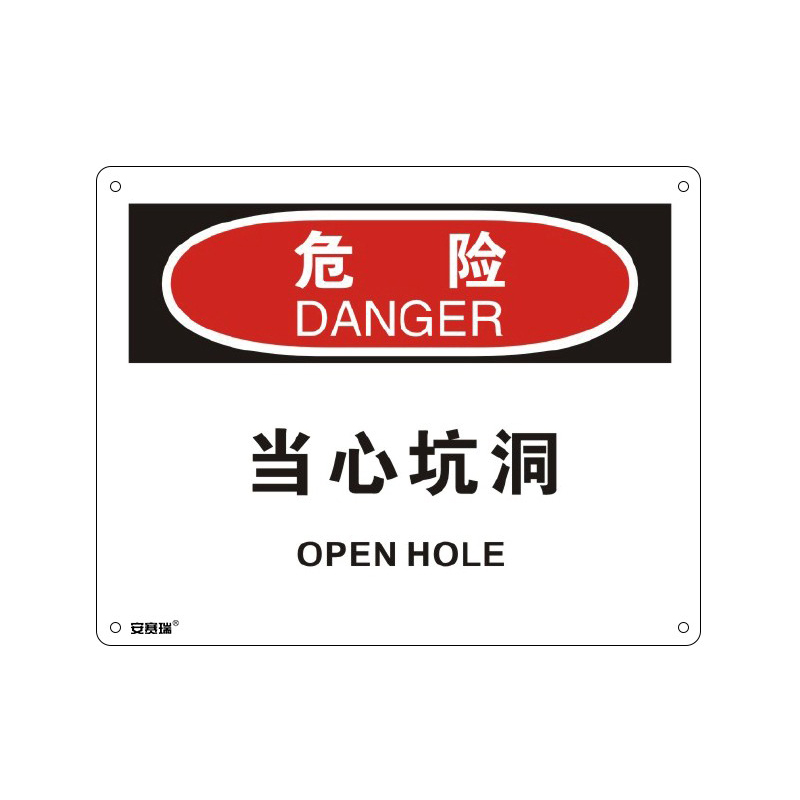 安赛瑞 31671 塑料板OSHA安全标识 危险-当心坑洞 250*315cm （单位：张）  
