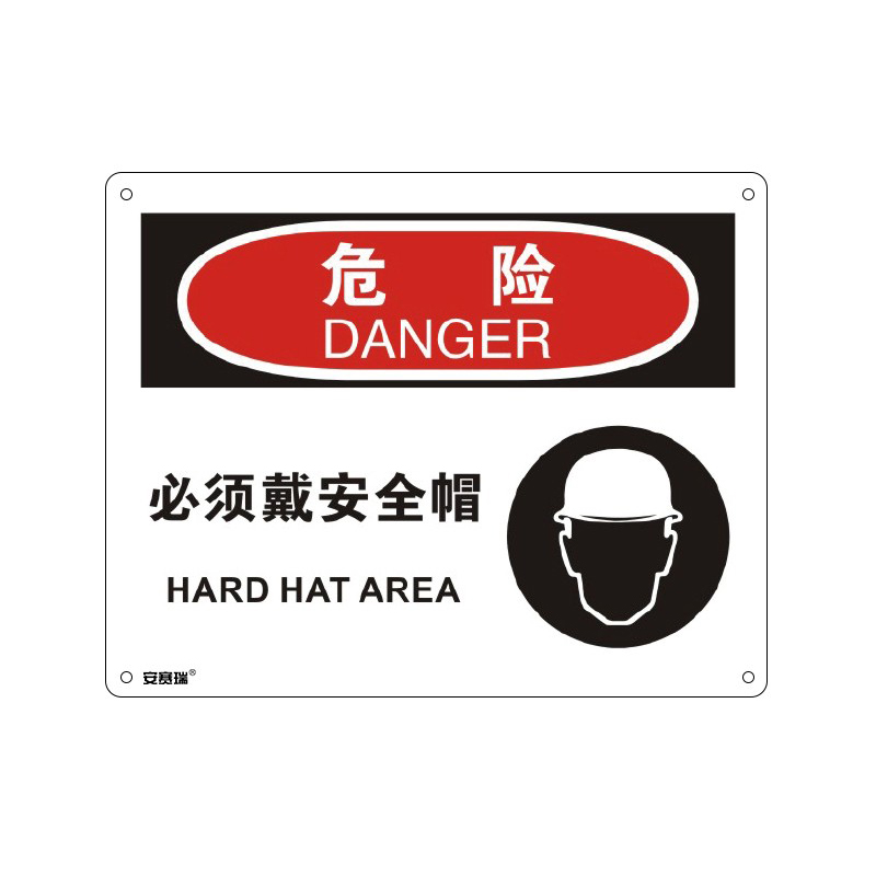 安赛瑞 31685 塑料板OSHA安全标识 危险-必须戴安全帽 250*315cm （单位：张）  
