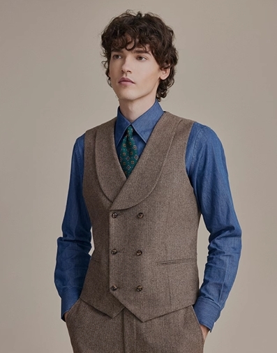 休塔 53 商务休闲翻领西装马甲 人字纹 （单位：件）  