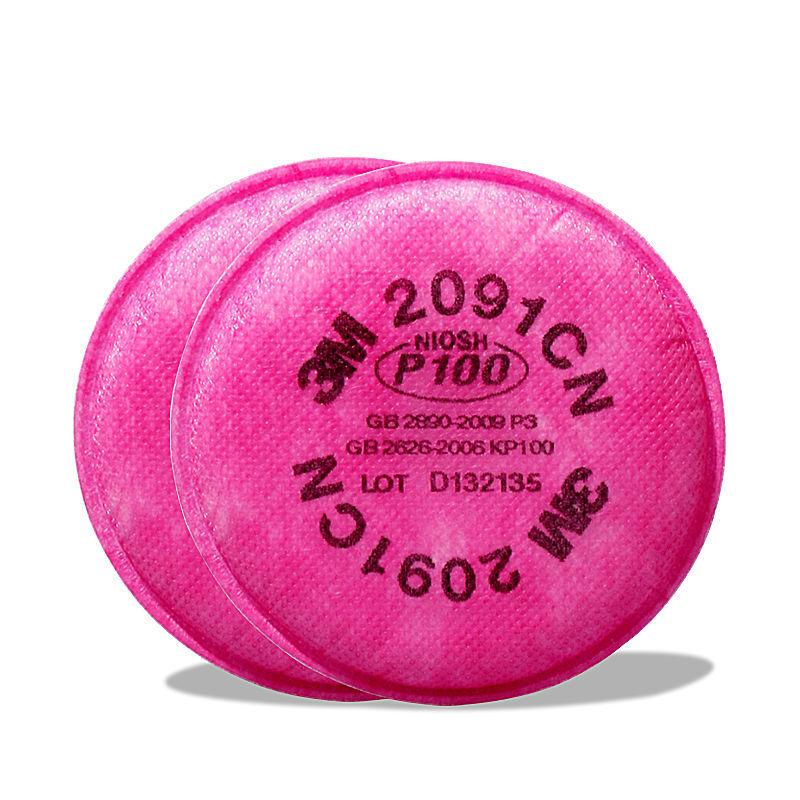 3M 2091 P100过滤棉 2片/包 （单位：包）  玫红色