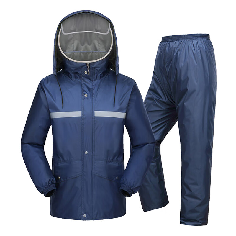 谋福 8648 双帽檐安全反光条分体雨衣 4XL 180-185 （单位：件）  藏青