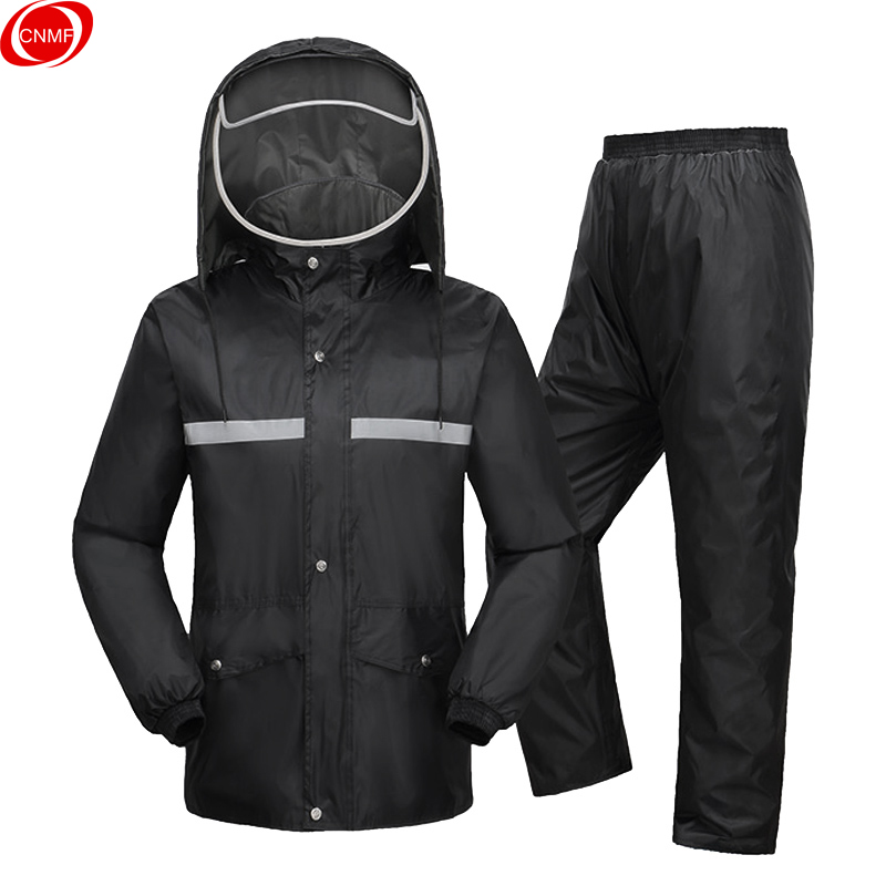 谋福 8648 双帽檐安全反光条分体雨衣 5XL 185-190 （单位：件）  黑色