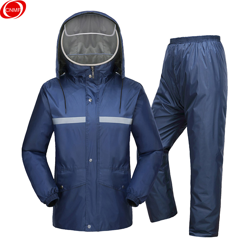 谋福 8648 双帽檐安全反光条分体雨衣 XL 165-170 （单位：件）  藏青