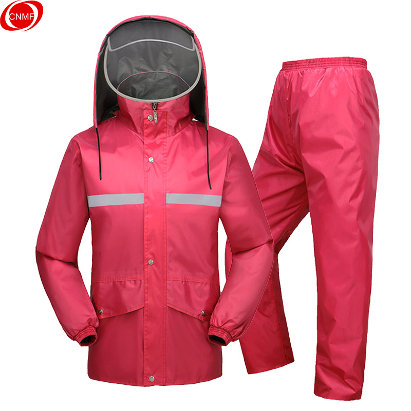 谋福 8548 双帽檐安全反光条分体雨衣 4XL 180-185 （单位：件） 可定制logo 枣红