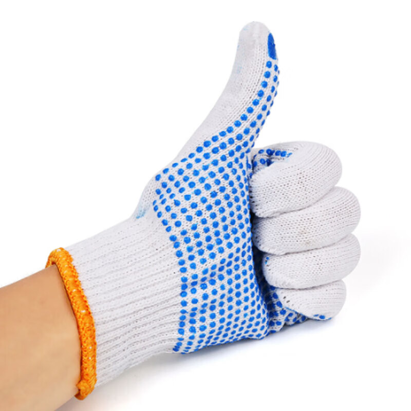 迪工联 DGL-A2B1-J448 600克棉纱蓝色点胶手套 48双 （单位：双）  蓝色