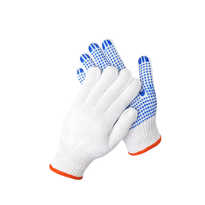 迪工联 DGL-A2B1-J450 720克漂白棉纱点胶手套 40双 （单位：双）  蓝点