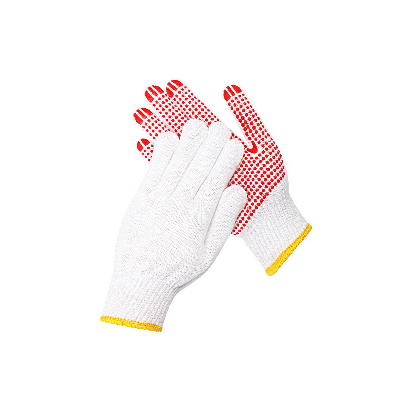 迪工联 DGL-A2B1-J451 600克漂白棉纱点胶手套 40双 （单位：双）  红色