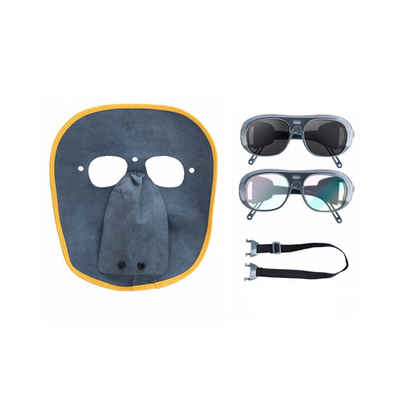 谋福 1019 电焊防护面罩 电焊面罩牛皮+黑+透明眼镜+绑带 （单位：个）  