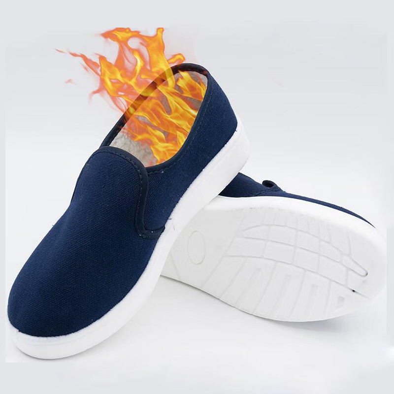 谋福 加绒 PU软底帆布防尘鞋 39码 （单位：双）  蓝色