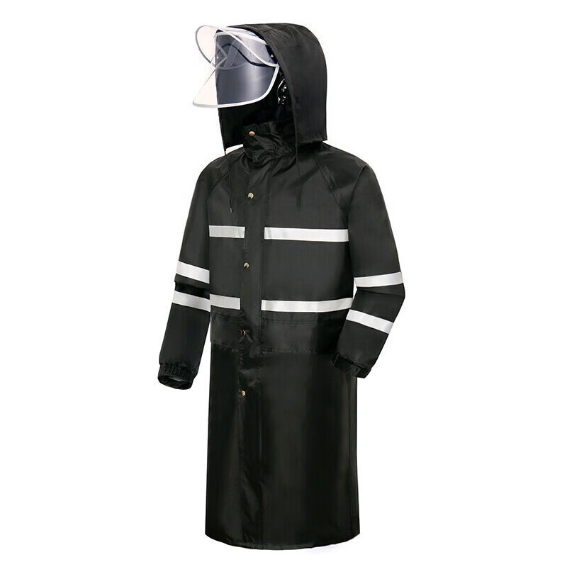 谋福 长风衣加帽檐 反光雨衣套装 2XL （单位：套）  牛网黑