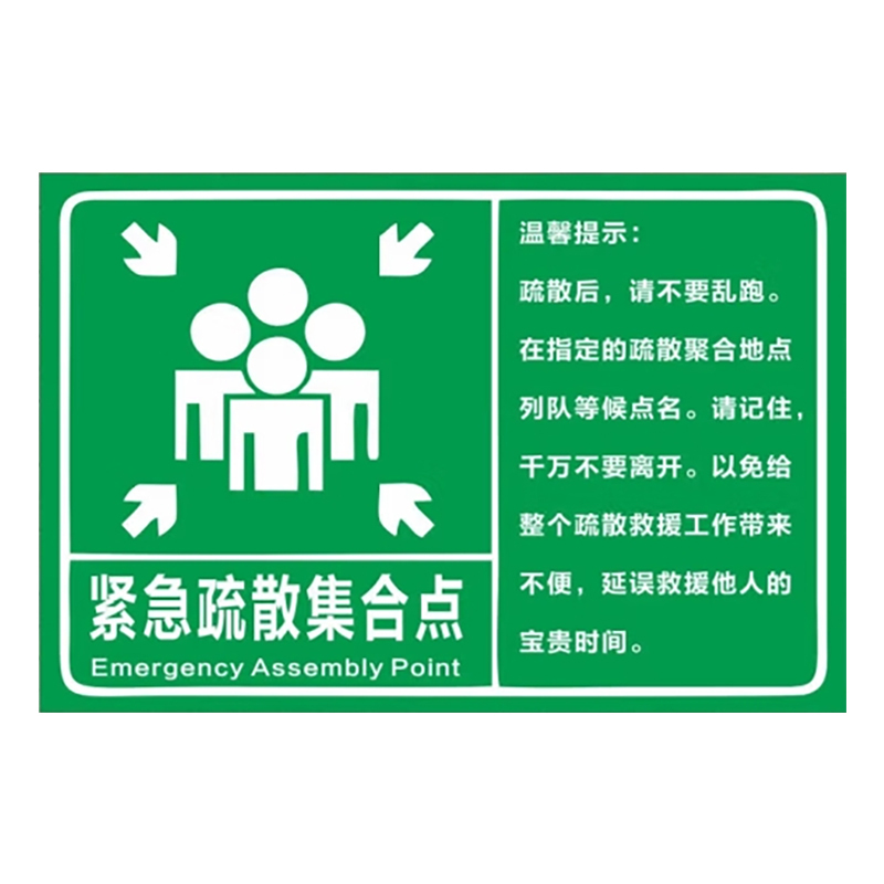 高着 紧急疏散集合点 指示牌 50*40cm （单位：个）  