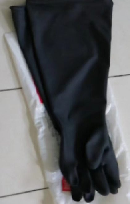 南极人NANJIREN njr003 黑胶皮长手套 35cm短袖款 （单位：副）  